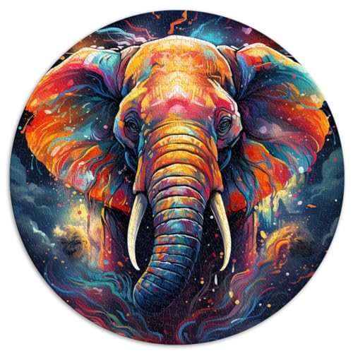 Puzzle für Erwachsene, 1000 Teile, Elefant, kreisförmiges Puzzle, für Erwachsene und Kinder, Kartonpuzzle, Geschenkideen, Größe 67,5 x 67,5 von LZYANG