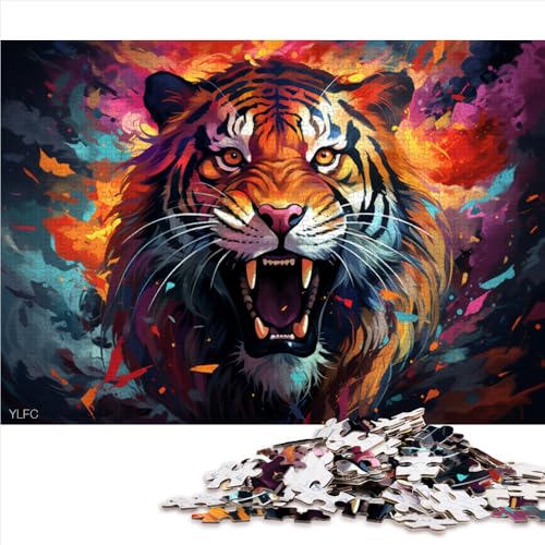 Puzzle für Erwachsene, 1000 Teile, Fantasie-Papierpuzzle mit Buntem Tiger, Puzzle für 12-Jährige, Herausforderung für die ganze Familie. Größe: 52 x 38 cm. von LZYANG