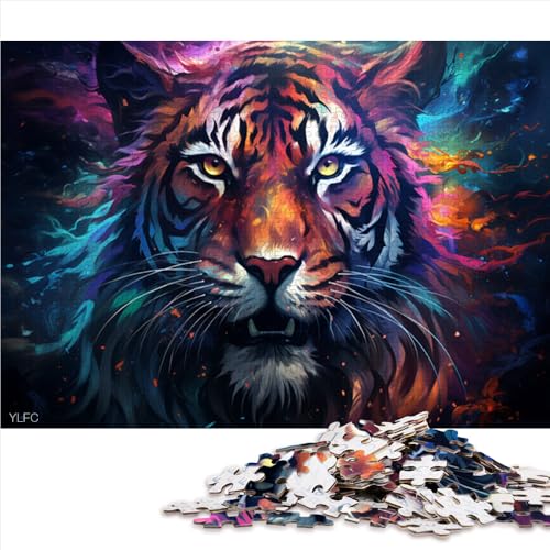 Puzzle für Erwachsene, 1000 Teile, Fantasie-Puzzle aus Holz mit Buntem Tiger, für Erwachsene und Kinder ab 12 Jahren, Lernspiele, Größe: 52 x 38 cm von LZYANG