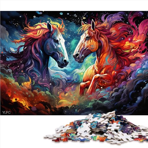 Puzzle für Erwachsene, 1000 Teile, Fantasievolles, farbenfrohes Sternenhimmel-Feuerpferd-Papierpuzzle, für Erwachsene und Kinder ab 12 Jahren, für Familienspaß und Spieleabende. Größe: 26 x 38 cm von LZYANG