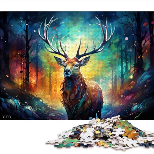 Puzzle für Erwachsene, 1000 Teile, Hirsch im Wald, Papierpuzzle, für Jugendliche und Erwachsene, Spiele, Spielzeug, Geschenk, Größe: 50 x 75 cm von LZYANG