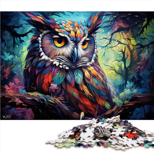 Puzzle für Erwachsene, 1000 Teile, Holzpuzzle „Fantasy Planet Owl“, für Erwachsene und Familien, Lernspiel und Herausforderungsspielzeug. Größe: 52 x 38 cm. von LZYANG