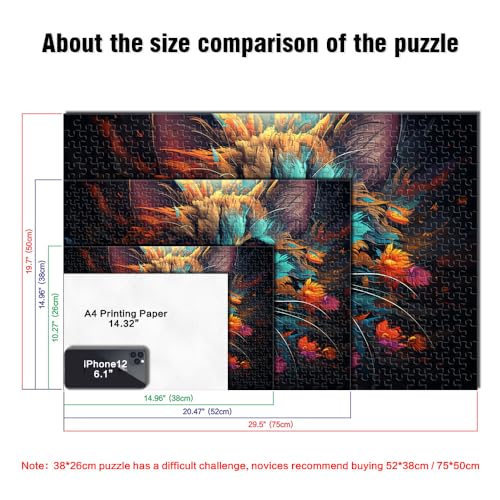 Puzzle für Erwachsene, 1000 Teile, Holzpuzzle „Fantasy Weird Cat“, für Erwachsene und Kinder ab 12 Jahren, Heimdekoration, Größe: 52 x 38 cm von LZYANG