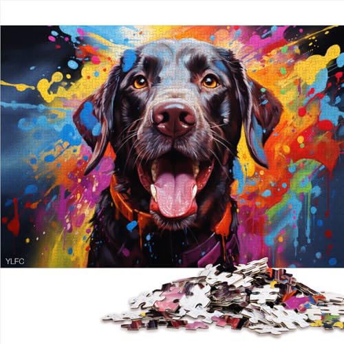 Puzzle für Erwachsene, 1000 Teile, Holzpuzzle „Labradors farbenfrohe psychedelische Kunst“, für Erwachsene und Kinder ab 12 Jahren, Familien-Puzzlespiel. Größe: 52 x 38 cm. von LZYANG