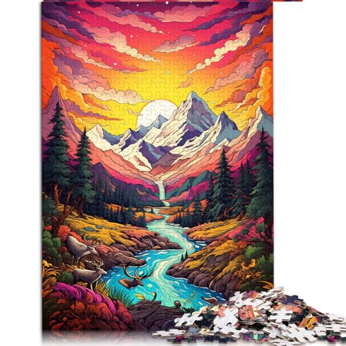 Puzzle für Erwachsene, 1000 Teile, Papierpuzzle „Bunte Berge mit Sonnenuntergang“, für Erwachsene und Kinder ab 12 Jahren, tolles Geschenk für Erwachsene. Größe: 50 x 75 cm von LZYANG