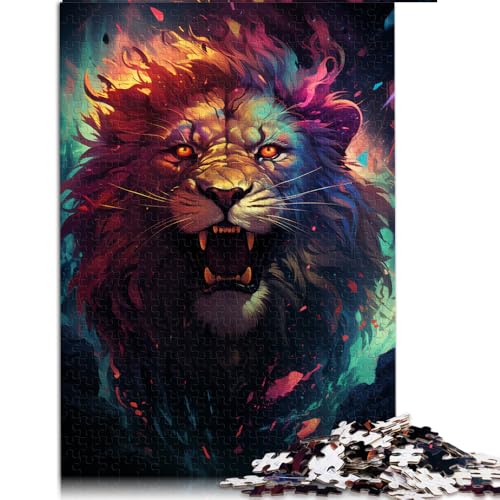 Puzzle für Erwachsene, 1000 Teile, Papierpuzzle „Malerei, magischer Löwe“ für Teenager und Erwachsene, Holzpuzzle für Familienspiele und Heimdekoration. Größe: 26 x 38 cm. von LZYANG