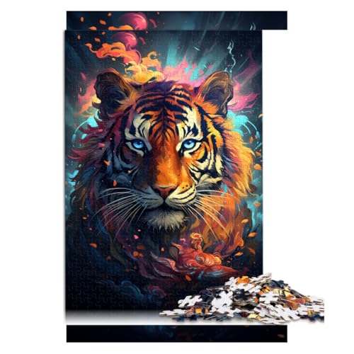 Puzzle für Erwachsene, 1000 Teile, Papierpuzzle „Wütender bunter Tiger“, für Erwachsene und Kinder ab 12 Jahren, Puzzle Größe: 52 x 38 cm. von LZYANG