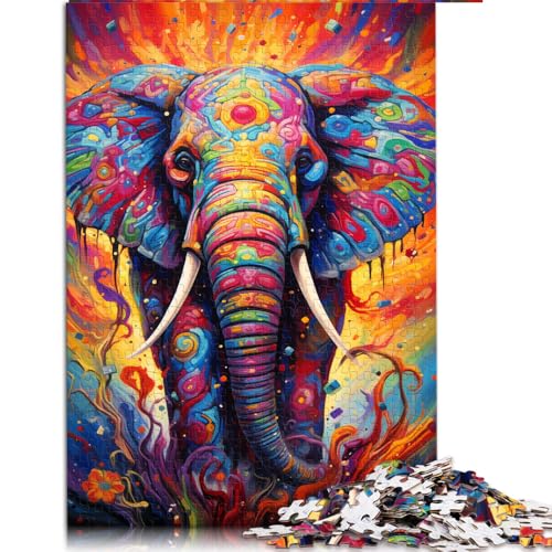 Puzzle für Erwachsene, 1000 Teile, Papierpuzzle mit Doodle-Motiv „Bunter Elefant“, für Erwachsene und Kinder ab 12 Jahren, lustige Puzzlespiele, Größe: 50 x 75 cm von LZYANG