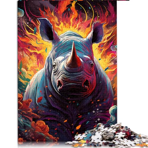 Puzzle für Erwachsene, 1000 Teile, Papierpuzzle mit Nashorn-Motiv, zum Ausmalen, für Erwachsene und Familien, Erwachsene und Kinder. Größe: 50 x 75 cm von LZYANG