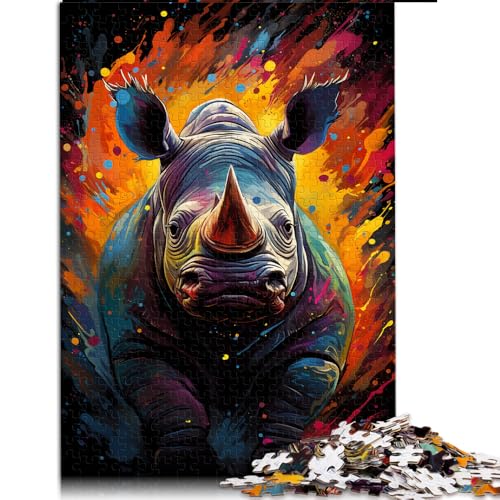 Puzzle für Erwachsene, 1000 Teile, Papierpuzzle mit Nashorn-Motiv zum Ausmalen, für Erwachsene und Kinder ab 12 Jahren, pädagogisches Spiel und herausforderndes Spielzeug, Größe: 26 x 38 cm von LZYANG