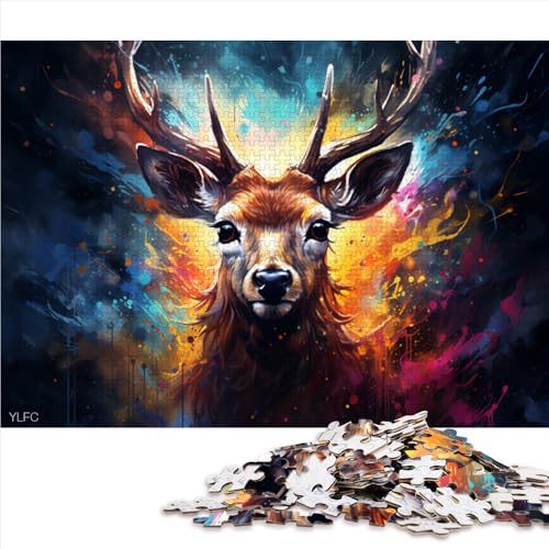 Puzzle für Erwachsene, 1000 Teile, Papierpuzzle mit Sikahirsch-Motiv, für Erwachsene und Kinder ab 12 Jahren, Lernspiele, Größe: 50 x 75 cm von LZYANG