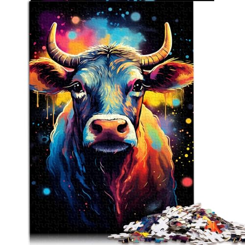 Puzzle für Erwachsene, 1000 Teile, Papierpuzzle mit bunten Kühen, für Erwachsene und Familien, Lernspielzeug, Größe: 50 x 75 cm von LZYANG