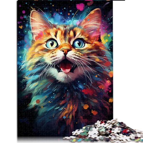 Puzzle für Erwachsene, 1000 Teile, Papierpuzzle mit bunter getigerter Katze, für Erwachsene und Kinder, tolles Geschenk für Erwachsene. Größe: 50 x 75 cm. von LZYANG