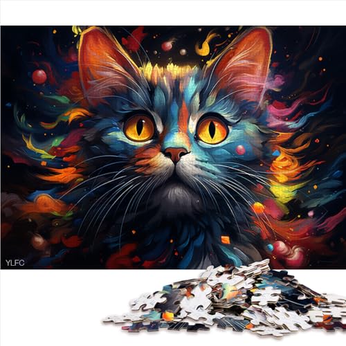 Puzzle für Erwachsene, 1000 Teile, Papierpuzzle mit fantasievoller, farbenfroher Katzenzeichnung, für Erwachsene und Kinder ab 12 Jahren, zur Heimdekoration, Größe: 50 x 75 cm von LZYANG