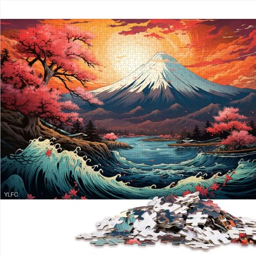 Puzzle für Erwachsene, 1000 Teile, Papierpuzzle voller Kirschblüten bei Vollmond, geeignet für Erwachsene, einzigartige Heimdekoration und Geschenke. Größe: 50 x 75 cm. von LZYANG