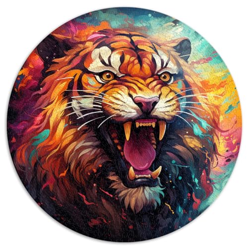 Puzzle für Erwachsene, 1000 Teile, Wilder Tiger, runde Puzzles, für Erwachsene und Kinder ab 12 Jahren, Puzzles aus Pappe, entspannendes geistiges Lernspielzeug, Größe 67,5 x 67,5 von LZYANG