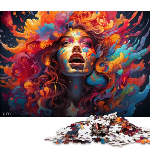 Puzzle für Erwachsene, 1000 Teile, buntes, psychedelisches Blumen- und Frauen-Papierpuzzle, für Teenager und Kinder, Denksport-Puzzle, Größe: 50 x 75 cm von LZYANG