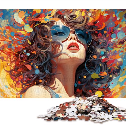 Puzzle für Erwachsene, 1000 Teile, farbenfrohes, psychedelisches Blumen- und Frauen-Papierpuzzle, geeignet für Erwachsene und Kinder ab 12 Jahren, zur Heimdekoration. Größe: 50 x 75 cm von LZYANG