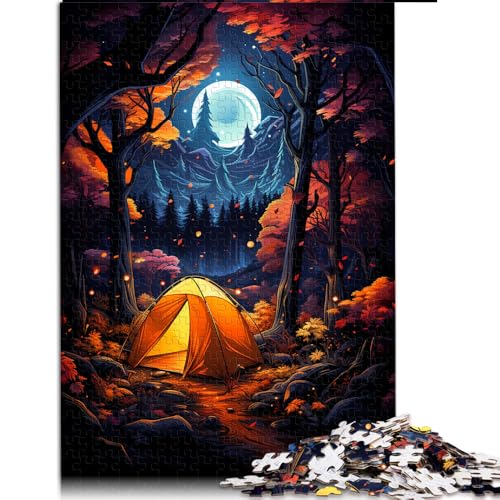 Puzzle für Erwachsene, 1000 Teile, farbenfrohes, psychedelisches Waldcamping-Papierpuzzle, für Teenager und Kinder, pädagogisches Spielzeugpuzzle zum Stressabbau, Größe: 50 x 75 cm von LZYANG