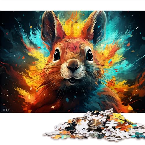 Puzzle für Erwachsene, 1000 Teile, farbenfrohes, süßes Eichhörnchen-Kunstpapierpuzzle, für Erwachsene und Kinder, Denkspiel, Spielzeug. Größe: 52 x 38 cm von LZYANG