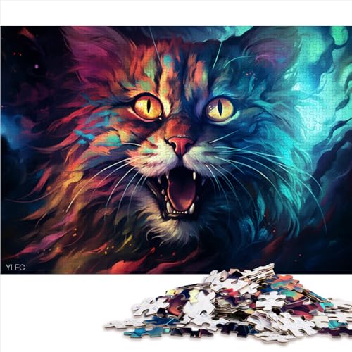 Puzzle für Erwachsene, 1000 Teile, farbenfrohes Papierpuzzle mit Maine-Coon-Katze, für Erwachsene und Familien, Spielspielzeug für Erwachsene, Familienpuzzle, Geschenk, Größe: 50 x 75 cm von LZYANG