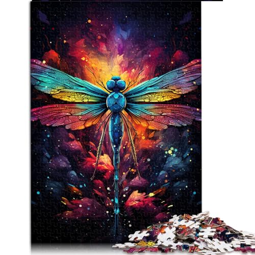 Puzzle für Erwachsene, 1000 Teile, farbenfrohes Papierpuzzle mit Psychedelischer Libelle in der Galaxie, geeignet für Erwachsene und Kinder ab 12 Jahren, anspruchsvolles Spielzeug, Größe: 50 x 75 cm von LZYANG