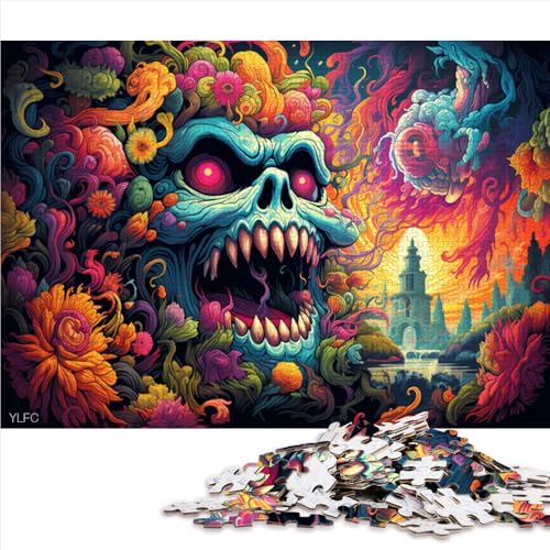 Puzzle für Erwachsene, 1000 Teile, farbenfrohes Papierpuzzle mit Psychedelischer Totenkopfkunst, für Teenager und Kinder, tolles Geschenk für Erwachsene. Größe: 50 x 75 cm von LZYANG