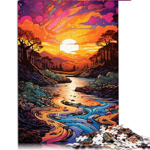 Puzzle für Erwachsene, 1000 Teile, farbenfrohes Papierpuzzle mit Sonnenuntergang am Fluss, für Erwachsene und Kinder, tolles Geschenk für Erwachsene. Größe: 50 x 75 cm von LZYANG