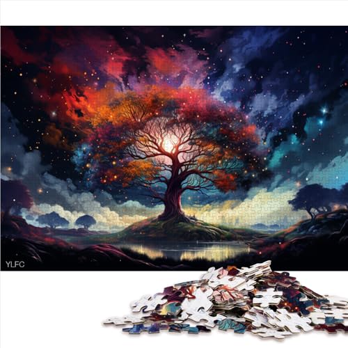 Puzzle für Erwachsene, 1000 Teile, farbenfrohes Papierpuzzle mit Sternenhimmel-Baum, geeignet für Erwachsene und Kinder ab 12 Jahren, einzigartige Heimdekoration und Geschenke. Größe: 52 x 38 cm. von LZYANG