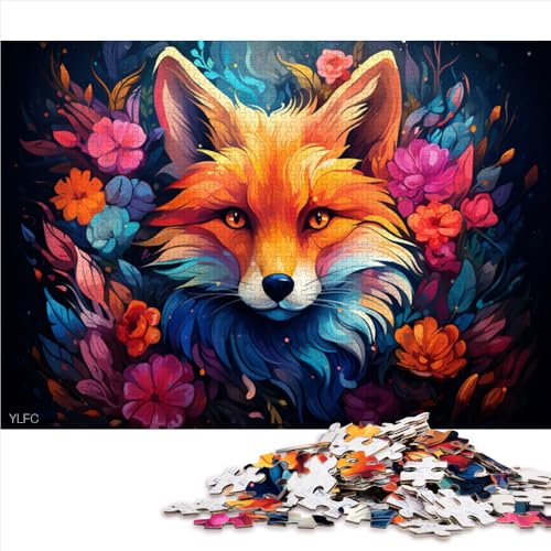 Puzzle für Erwachsene, 1000 Teile, farbenfrohes Papierpuzzle mit psychedelischem Fuchs-Motiv, geeignet für Kinder ab 12 Jahren, anspruchsvolles Spiel. Größe: 52 x 38 cm. von LZYANG