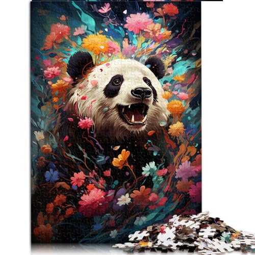 Puzzle für Erwachsene, 1000 Teile, farbenfrohes Papierpuzzle mit psychedelischem Panda-Gemälde, für Erwachsene und Kinder ab 12 Jahren, Spielspielzeug, Größe: 50 x 75 cm von LZYANG