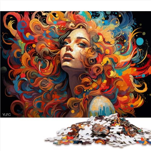 Puzzle für Erwachsene, 1000 Teile, farbenfrohes Papierpuzzle mit psychedelischem Schönheitsmädchen, für Erwachsene und Kinder, Heimdekoration, Größe: 50 x 75 cm von LZYANG