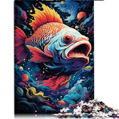 Puzzle für Erwachsene, 1000 Teile, farbenfrohes psychedelisches Fantasy-Goldfisch-Papierpuzzle, für Erwachsene und Kinder ab 12 Jahren, praktisches Puzzlespiel. Größe: 26 x 38 cm. von LZYANG