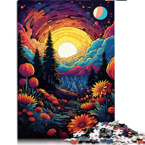 Puzzle für Erwachsene, 1000 Teile, farbenfrohes psychedelisches Kunst-Papierpuzzle, für Erwachsene und Kinder ab 12 Jahren, Heimdekoration. Größe: 50 x 75 cm. von LZYANG