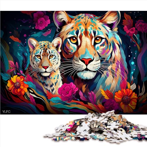 Puzzle für Erwachsene, 1000 Teile, farbenfrohes psychedelisches Leoparden-Papierpuzzle, für Erwachsene und Kinder, Stressabbau-Spielzeug. Größe: 50 x 75 cm von LZYANG