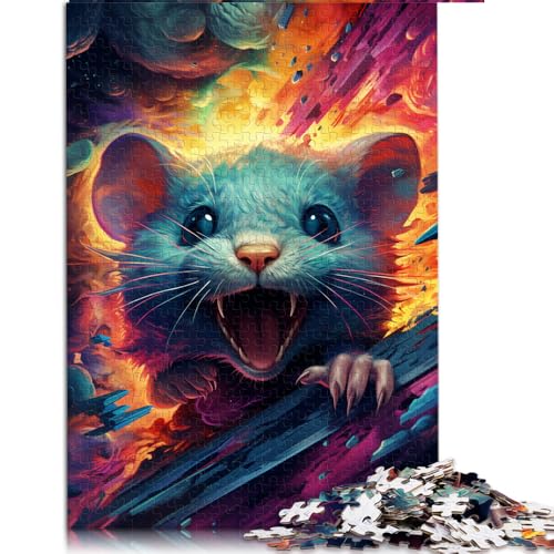 Puzzle für Erwachsene, 1000 Teile, farbenfrohes psychedelisches Maus-Papierpuzzle, für Kinder ab 12 Jahren, tolles Geschenk für Erwachsene. Größe: 26 x 38 cm von LZYANG