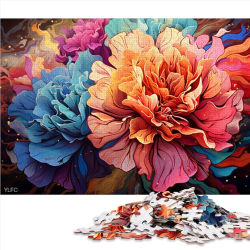 Puzzle für Erwachsene, 1000 Teile, farbenfrohes psychedelisches Nelken-Papierpuzzle, für Erwachsene und Kinder ab 12 Jahren, Familienaktivität. Größe: 52 x 38 cm von LZYANG