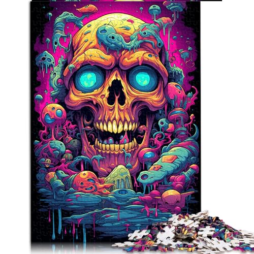 Puzzle für Erwachsene, 1000 Teile, farbenfrohes psychedelisches Neon-Totenkopf-Papierpuzzle, geeignet für Erwachsene und Kinder ab 12 Jahren, Puzzle zum Stressabbau. Größe: 50 x 75 cm. von LZYANG