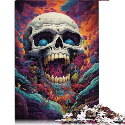 Puzzle für Erwachsene, 1000 Teile, farbenfrohes psychedelisches Totenkopf-Papierpuzzle, für Erwachsene und Kinder ab 12 Jahren, Denkspiel, Spielzeug. Größe: 26 x 38 cm. von LZYANG