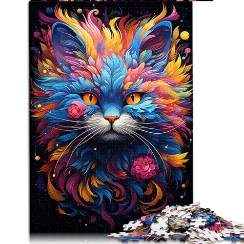 Puzzle für Erwachsene, 1000 Teile, farbenfrohes süßes Kätzchen-Papierpuzzle, für Erwachsene und Kinder ab 12 Jahren, auffälliges Design. Größe: 52 x 38 cm von LZYANG