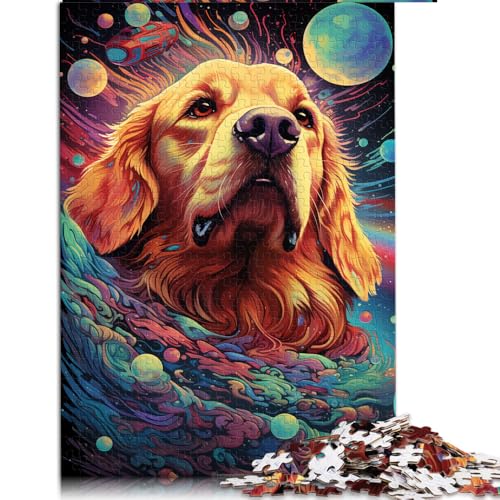 Puzzle für Erwachsene, 1000 Teile, futuristisches, farbenfrohes Golden Retriever-Papierpuzzle, für Erwachsene, Familien oder Kinder, Lernspielzeug, Größe: 26 x 38 cm von LZYANG