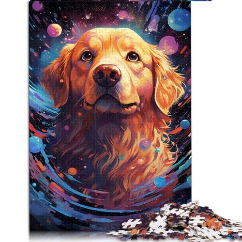 Puzzle für Erwachsene, 1000 Teile, futuristisches, farbenfrohes Golden Retriever-Papierpuzzle, für Erwachsene und Kinder ab 12 Jahren, Spielzeug-Wanddekoration. Größe: 50 x 75 cm. von LZYANG