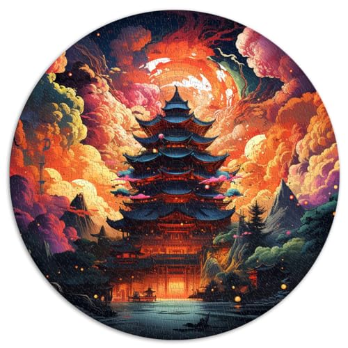 Puzzle für Erwachsene, 1000 Teile, japanische Pagodenlandschaft, kreative runde Puzzles, für Erwachsene und Kinder, Kartonpuzzles, tolles Geschenk für Erwachsene, Größe 67,5 x 67,5 von LZYANG