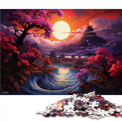 Puzzle für Erwachsene, 1000 Teile, japanische Sonnenuntergangslandschaft, Papierpuzzle, für Erwachsene und Kinder, tolles Geschenk für Erwachsene. Größe: 50 x 75 cm von LZYANG