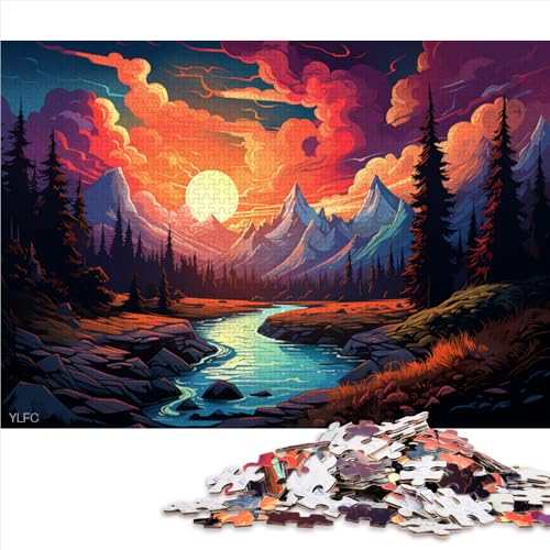 Puzzle für Erwachsene, 1000 Teile, volle Psychedelia im Banff-Nationalpark, Papierpuzzle, für Erwachsene und Kinder ab 12 Jahren, schwierige Herausforderung zum Stressabbau. Größe: 52 x 38 cm von LZYANG