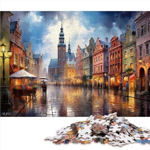 Puzzle für Erwachsene, 1000 Teile, volle Psychedelia in der Krakauer Altstadt, Papierpuzzle, geeignet für Erwachsene und Kinder ab 12 Jahren, Familienaktivitäts-Puzzle. Größe: 50 x 75 cm. von LZYANG