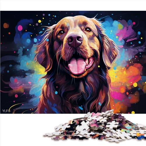 Puzzle für Erwachsene, 1000 Teile, volle Psychedelie von Golden Retrievern, Papierpuzzle, für Erwachsene und Kinder ab 12 Jahren, Familienspiele. Größe: 52 x 38 cm von LZYANG