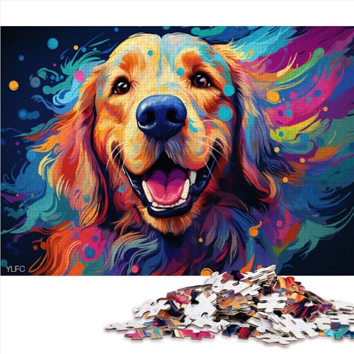 Puzzle für Erwachsene, 1000 Teile, volle Psychedelie von Golden Retrievern, Papierpuzzle, für Erwachsene und Kinder ab 12 Jahren, Puzzlespiel, Größe: 50 x 75 cm von LZYANG