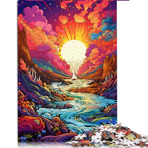 Puzzle für Erwachsene, 2000 Puzzle-Spielzeug, farbenfrohes Papierpuzzle mit Sonnenuntergangsfluss, für Erwachsene und Jugendliche ab 12 Jahren, tolles Geschenk für Erwachsene. Größe: 70 x 100 cm von LZYANG