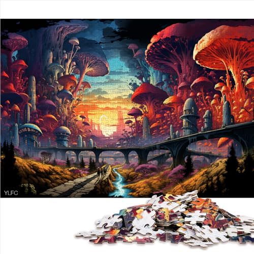 Puzzle für Erwachsene, 2000 Teile, Psychedelic Mushroom City Papierpuzzle, für Erwachsene und Kinder ab 12 Jahren, tolles Geschenk für Erwachsene. Größe: 70 x 100 cm. von LZYANG